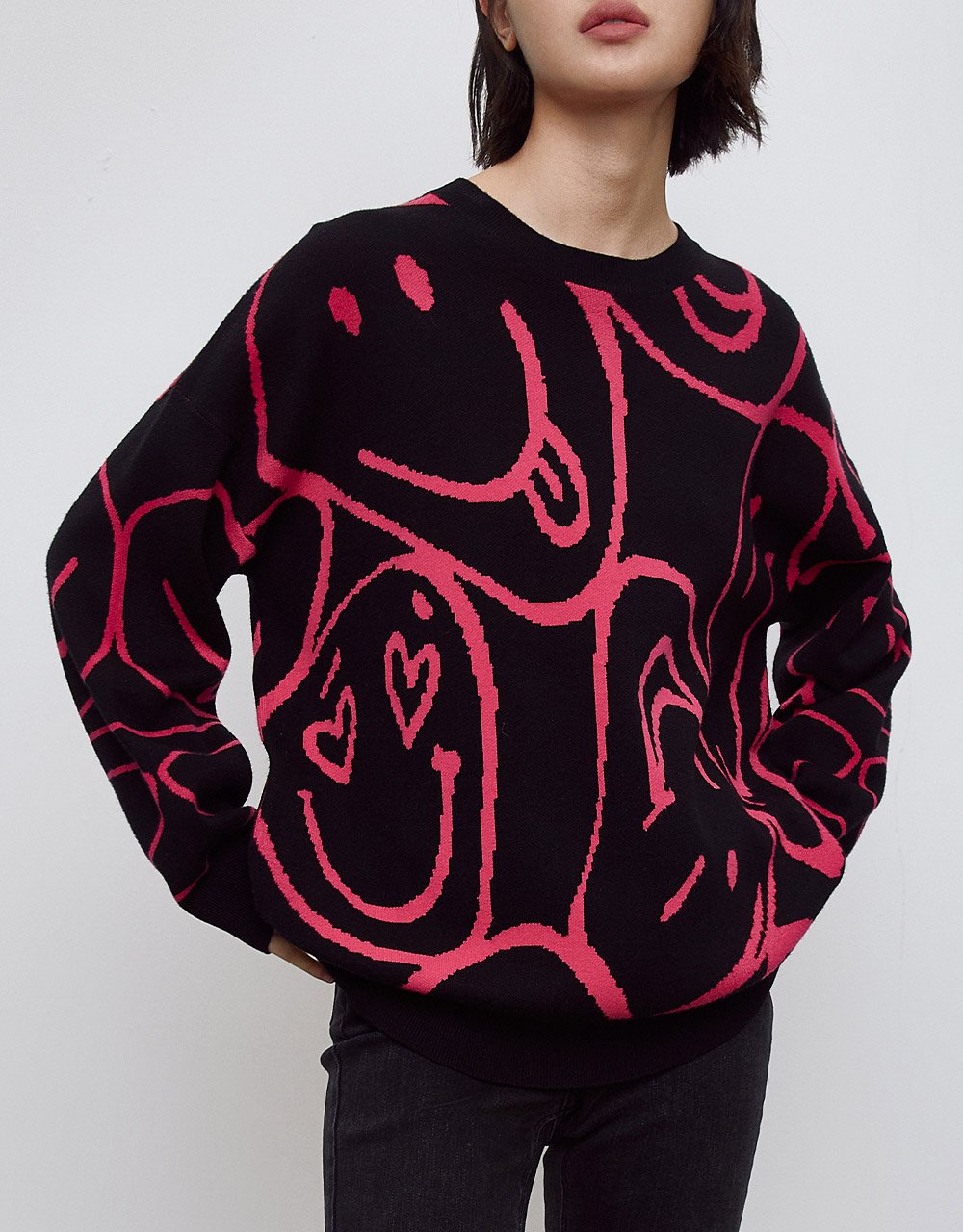 Drop Shoulder Sleeve Crew Neck Knitted T-Shirt