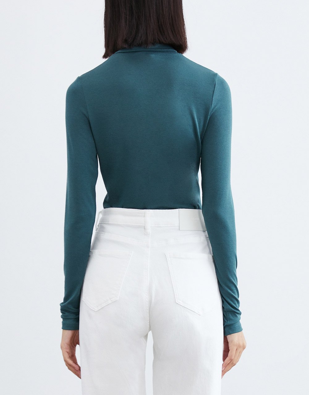Minimalistic Solid Turtle Neck Fitted Top