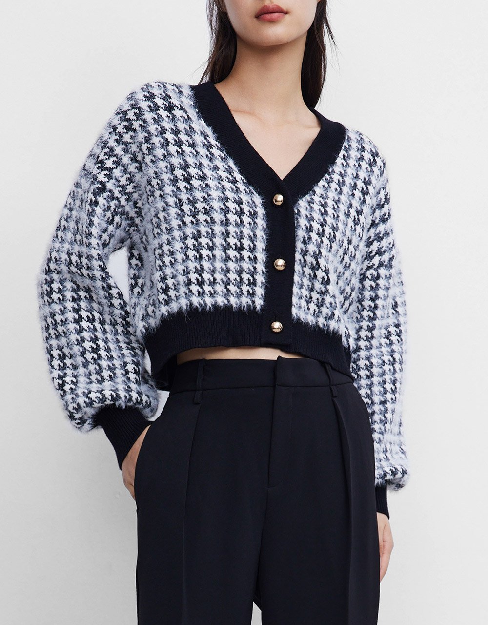 Contrast Trim Button Front Cardigan