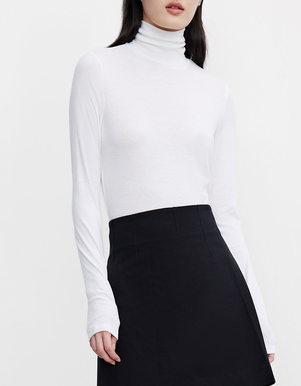 Minimalistic Solid Turtle Neck Fitted Top
