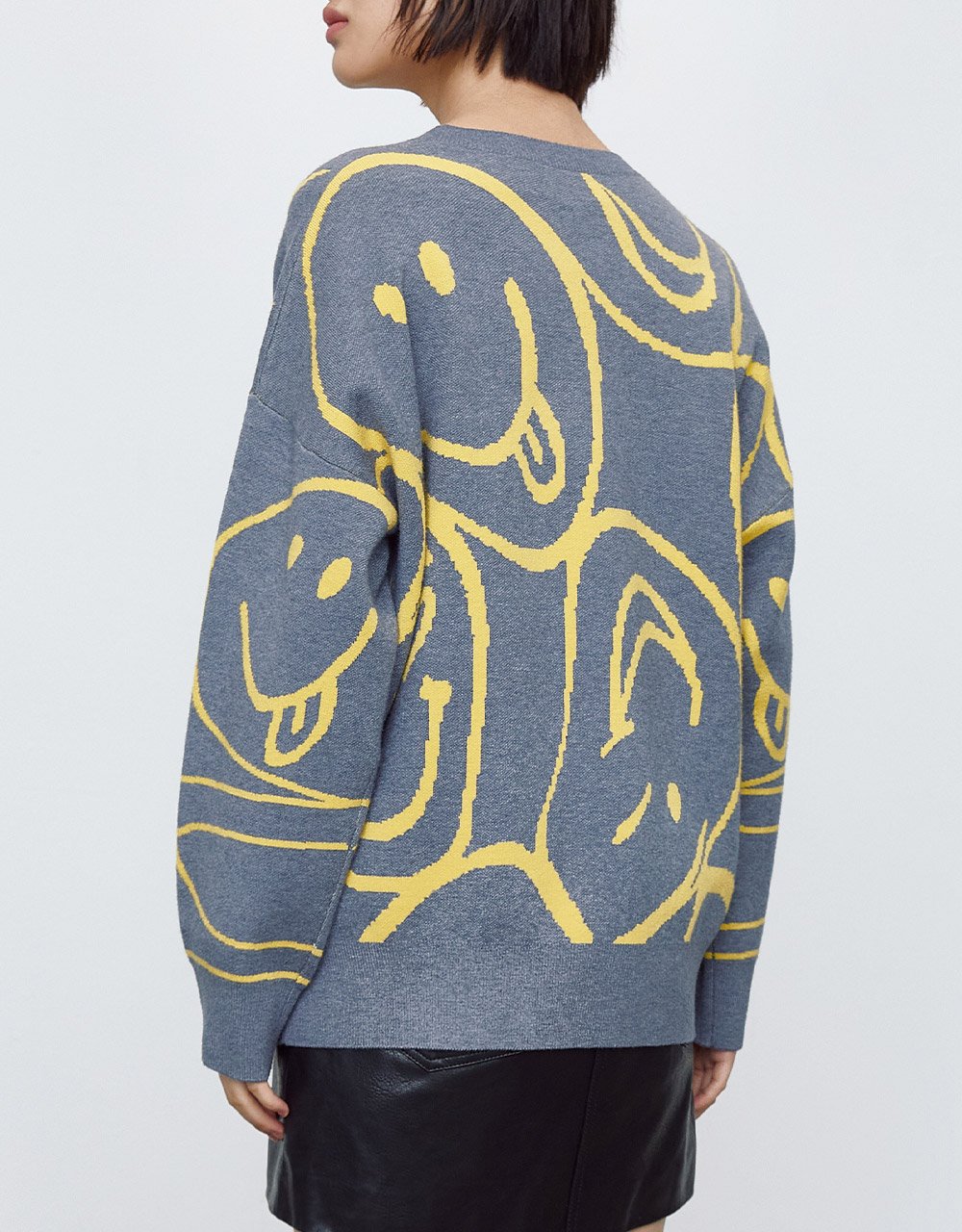 Drop Shoulder Sleeve Crew Neck Knitted T-Shirt