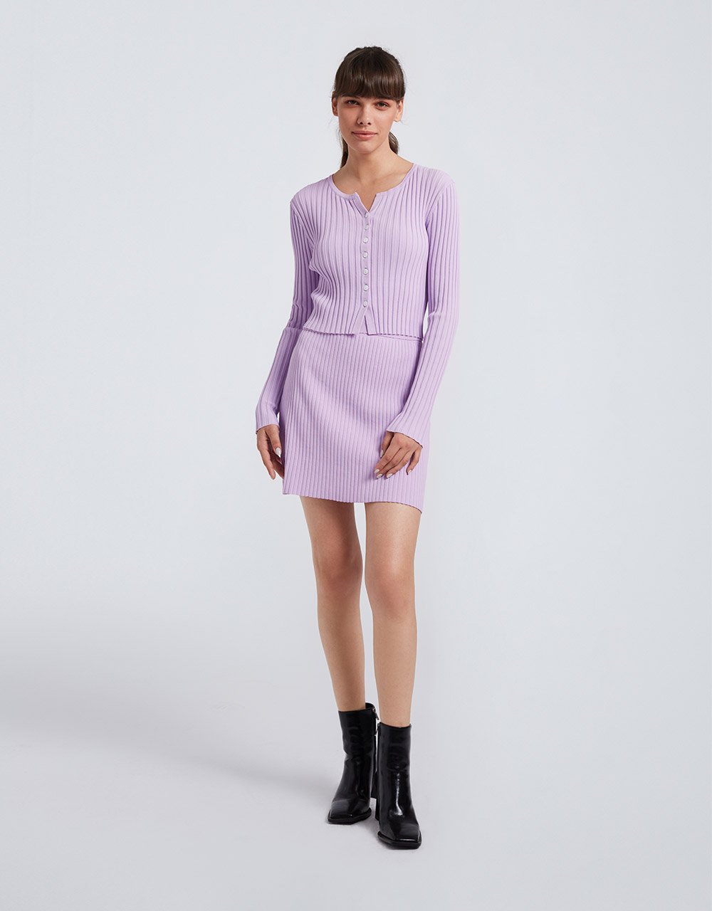 Button Up Rib Knit Cardigan