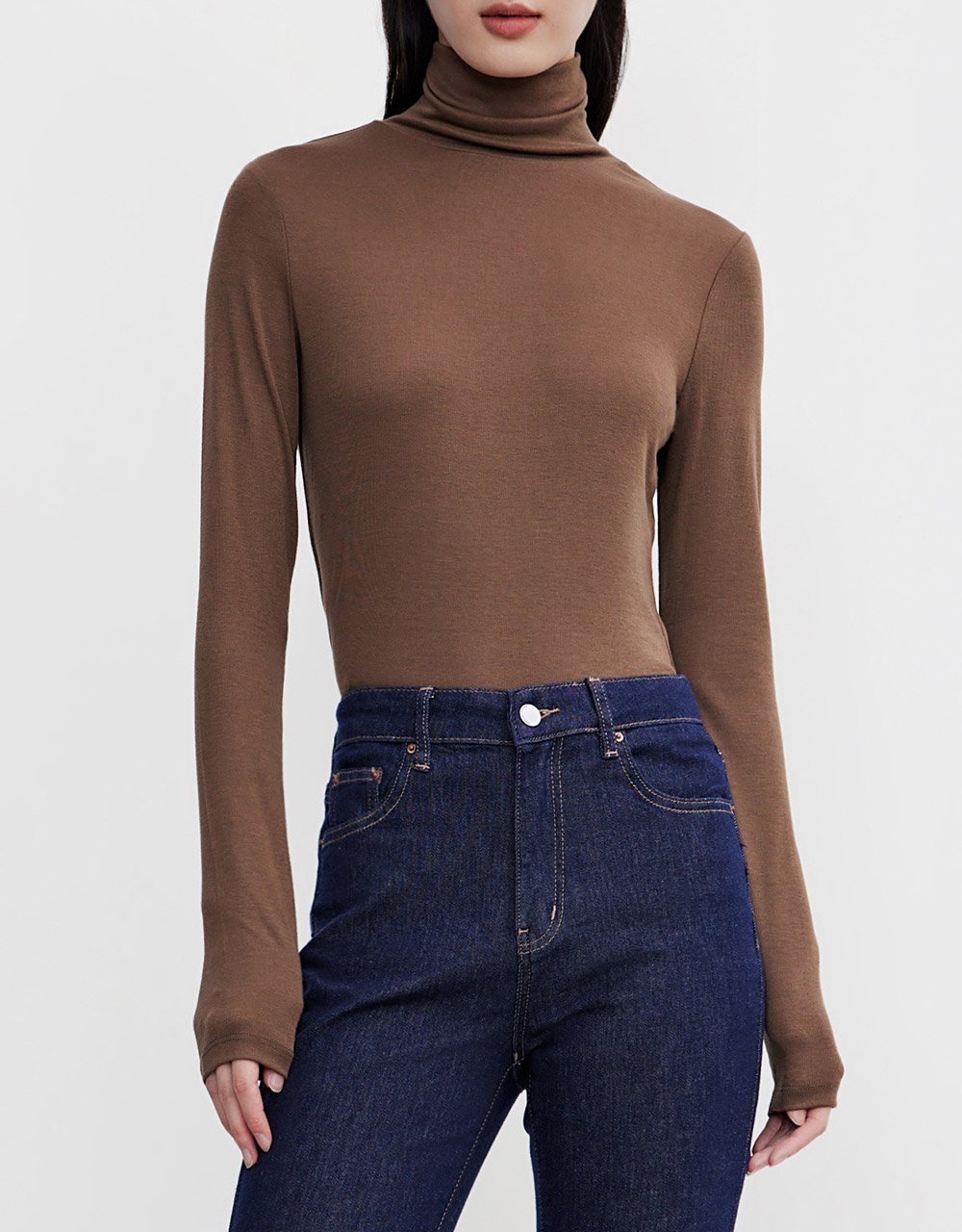 Minimalistic Solid Turtle Neck Fitted Top