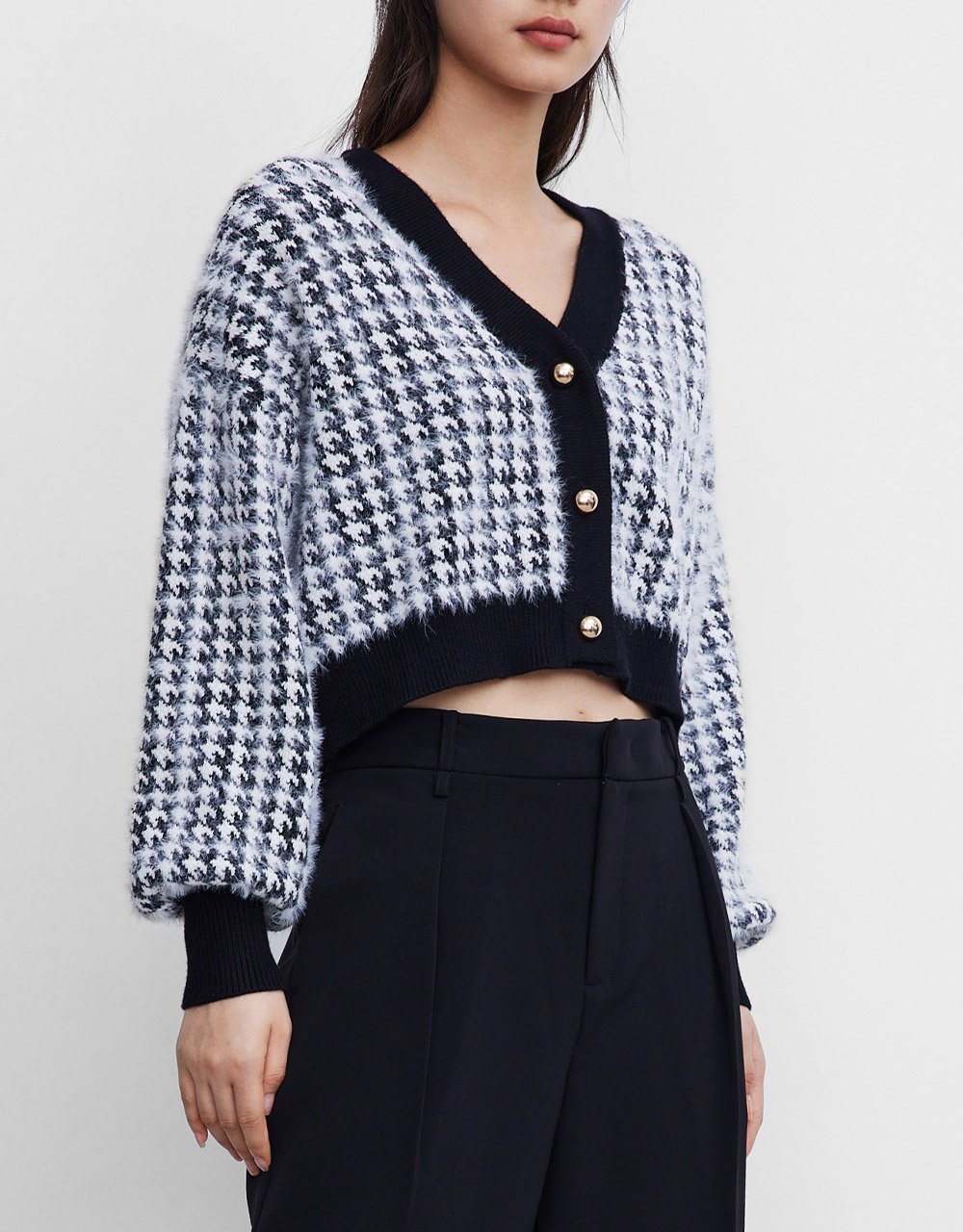 Contrast Trim Button Front Cardigan