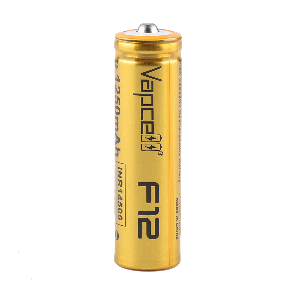 Vapcell F12 14500 battery 1250mAh , max 3A output - Convoy flashlight