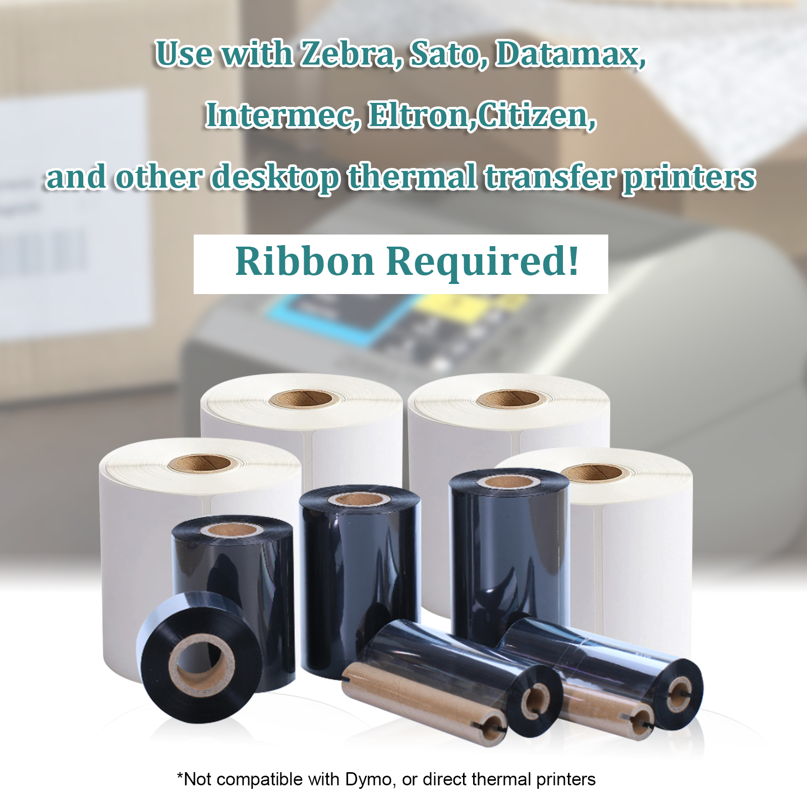 4 Rolls, 4 x 6 Inches, 1 Inch Core, 250 Labels/Roll, Thermal Transfer Lables