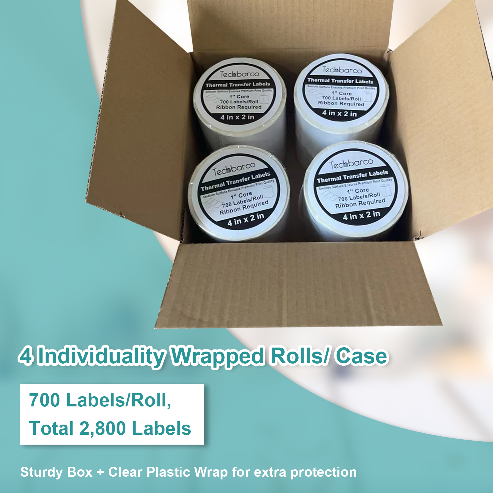 Sturdy Box and Clear Plastic Wrap for extra protection for the Thermal Transfer Label