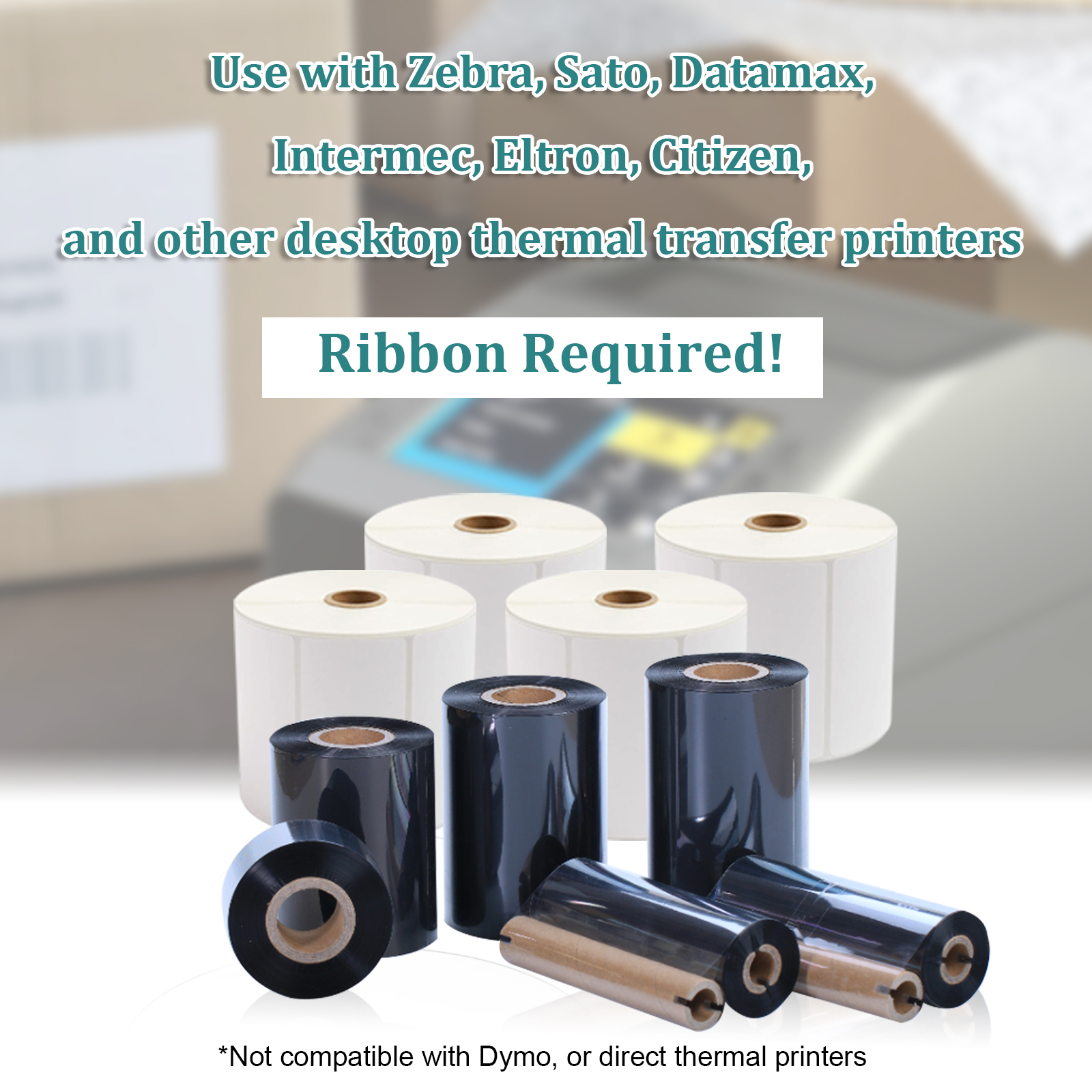 Desktop Thermal Transfer Labels used for Zebra, Sato, Datamax, Intermec, Eltron, Citizen and other desktop thermal transfer printers.