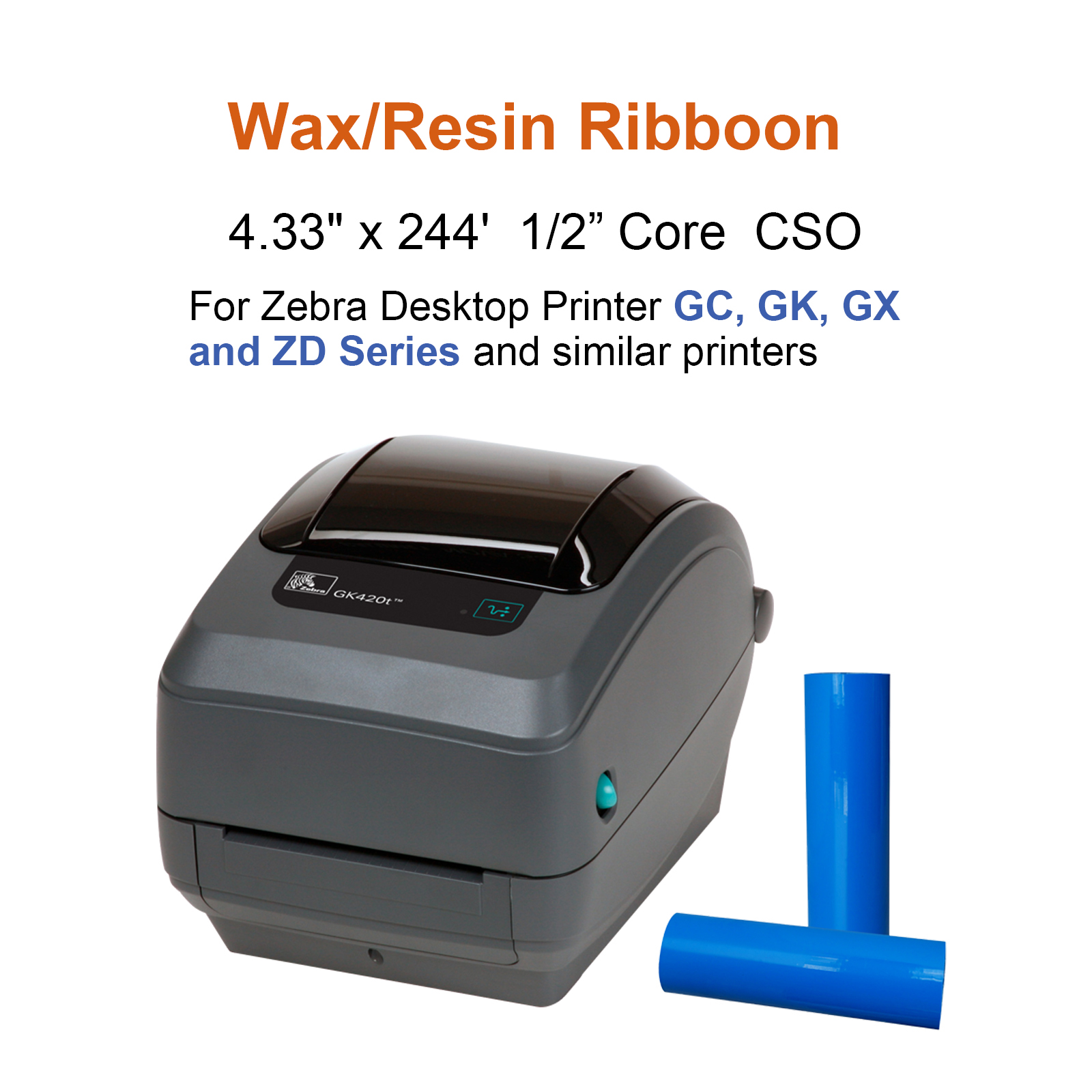 Desktop Thermal Transfer Ribbons -Wax/Resin, 4.33