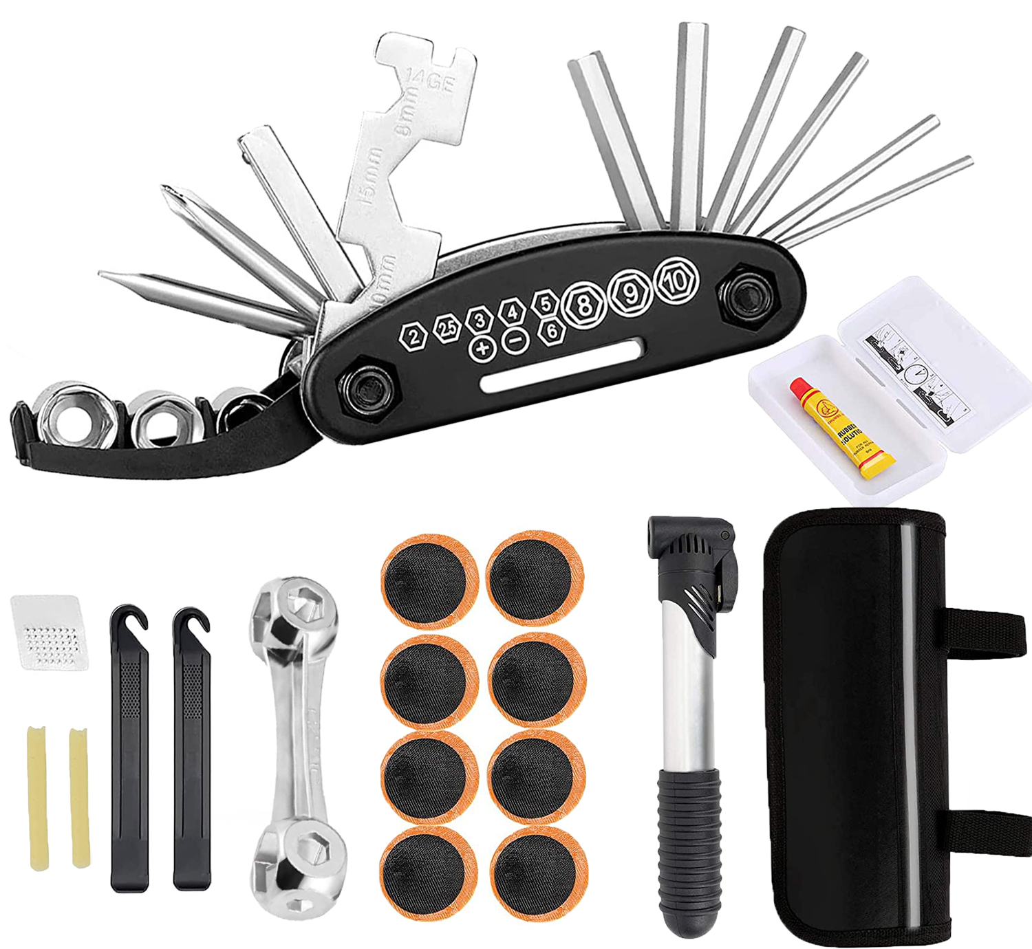 Vipdrive Bicycle Tool Kit, Bike Repair Kit with Pump and Bag, Bike Tire