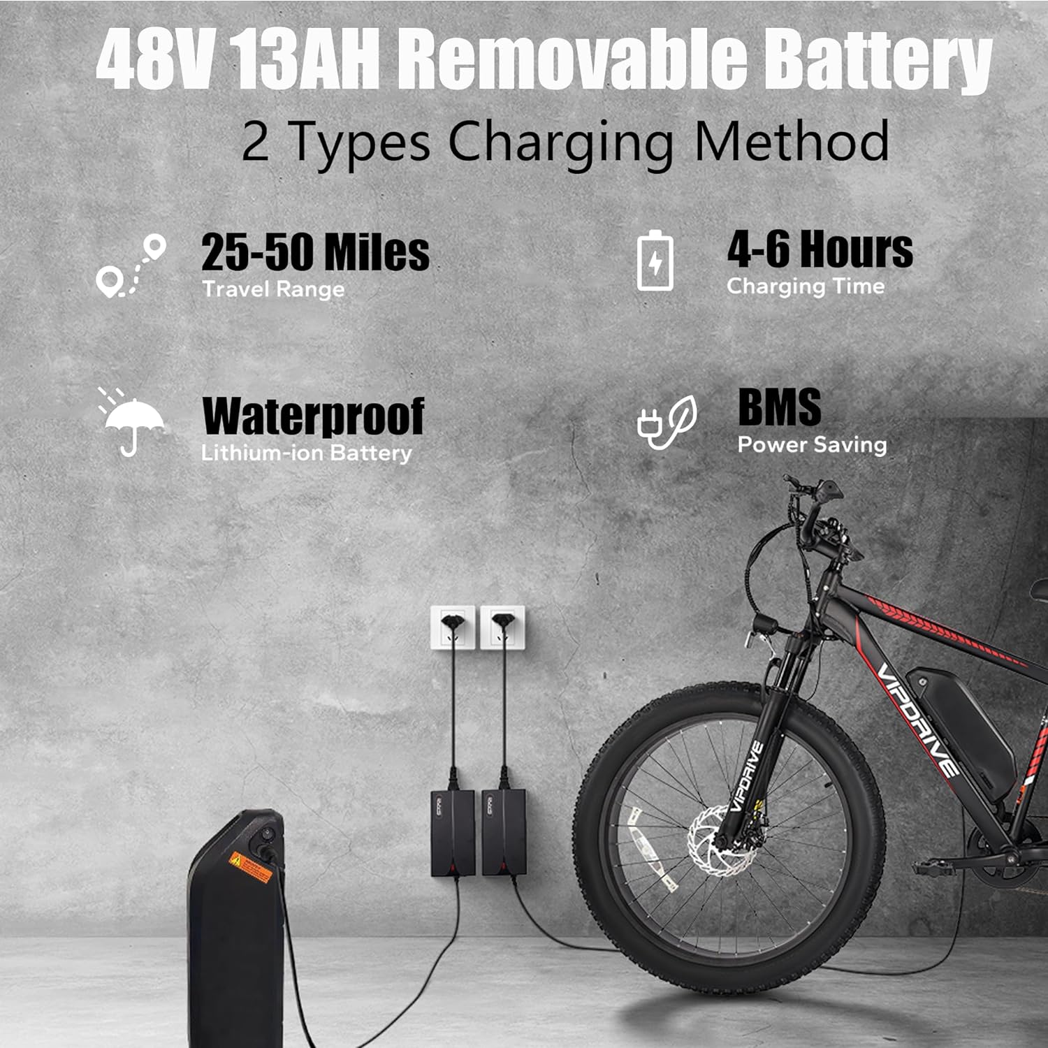 Vipdrive ebike319.9948V 13AH Liion Removable Battery for Pathfinder
