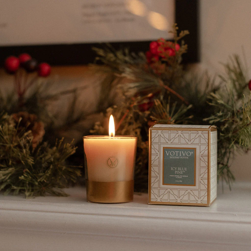 Icy Blue Pine Holiday Votive