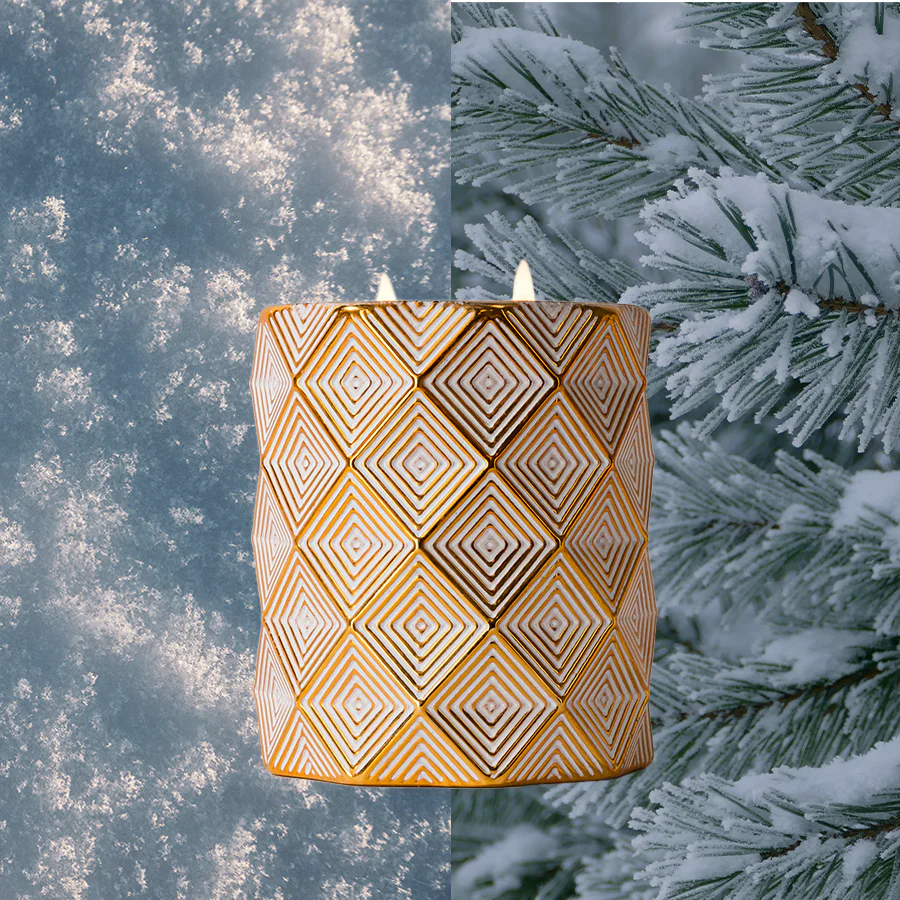 Icy Blue Pine Holiday Decorative Candle
