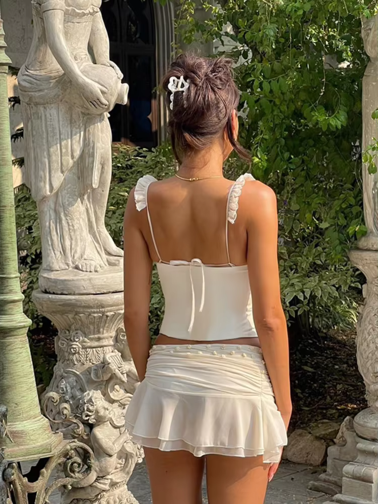 BOOFEENAA Coquette Busiter Corset Top Elegant Sexy Summer Clothes Women 2024 Low Cut Backless Tank Tops Resort Wear C69-BG10