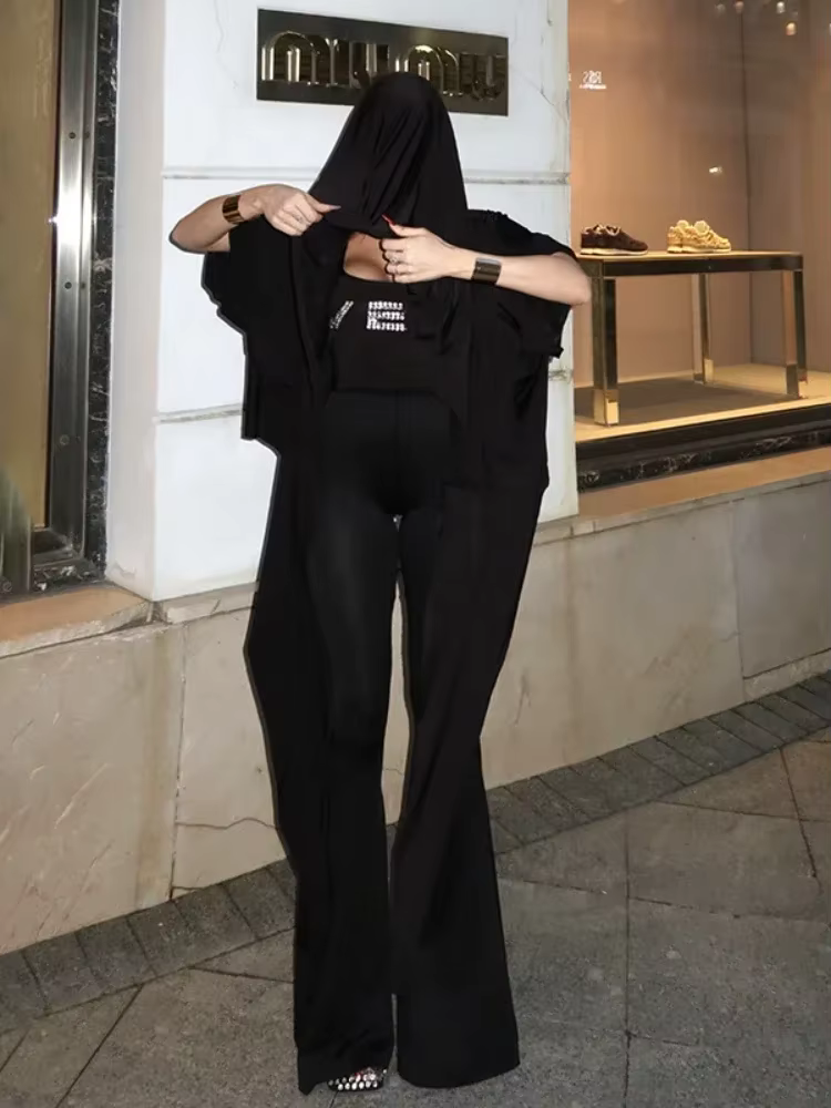 BOOFEENAA Rhinestone Wet Sleeveless Flare Jumpsuits Black One Piece Clothes Sexy Jumpsuit for Womens 2025 Club Outfits C66-CZ21