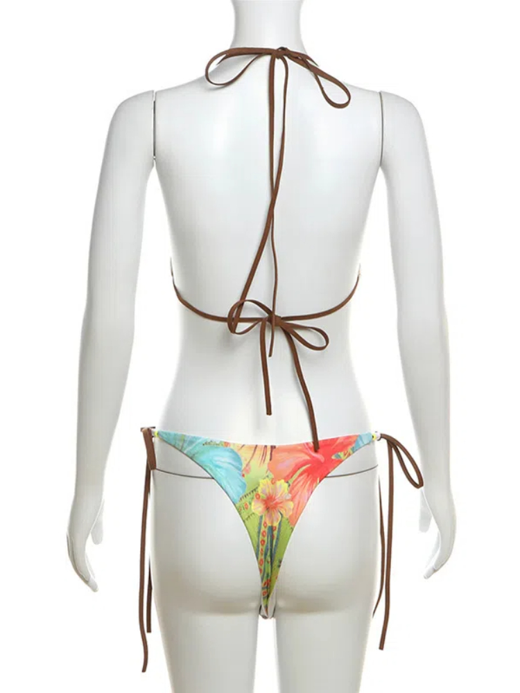 BOOFEENAA Tropical Floral Print 2 Pieces Bikinis Set Bathing Suit Women Summer Outfits Sexy Beach Wear Swim Suits Woman C87-CF12