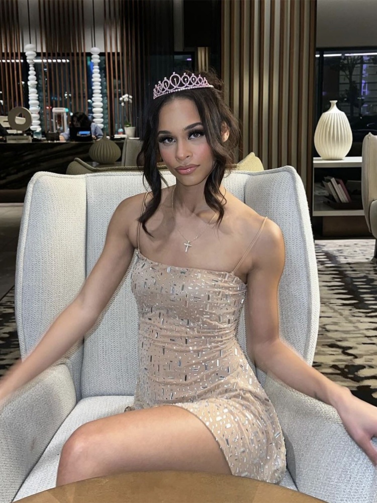 BOOFEENAA See Through Mesh Diamond Backless Mini Dresses for Women Sexy Party Dress Birthday Night Club Outfits C88-FZ25