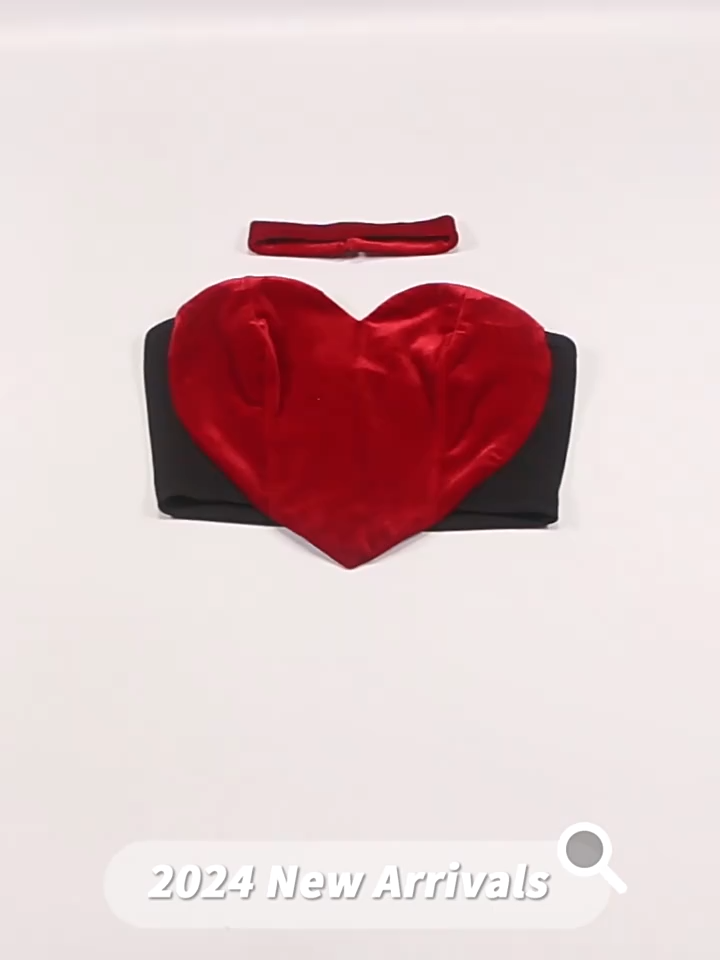BOOFEENAA Heart-shaped Irregular Crop Top Women Trending Clothing Y2k Summer Sexy Velvet Red Tube Tops Festival Wear P71-BZ10