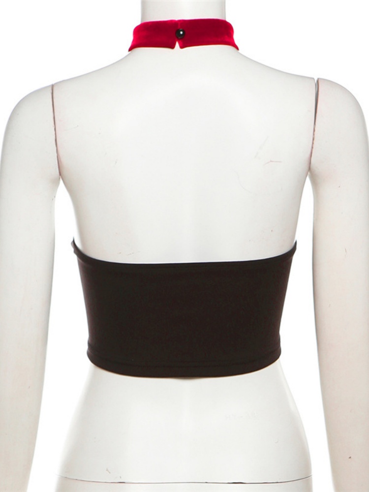 BOOFEENAA Heart-shaped Irregular Crop Top Women Trending Clothing Y2k Summer Sexy Velvet Red Tube Tops Festival Wear P71-BZ10