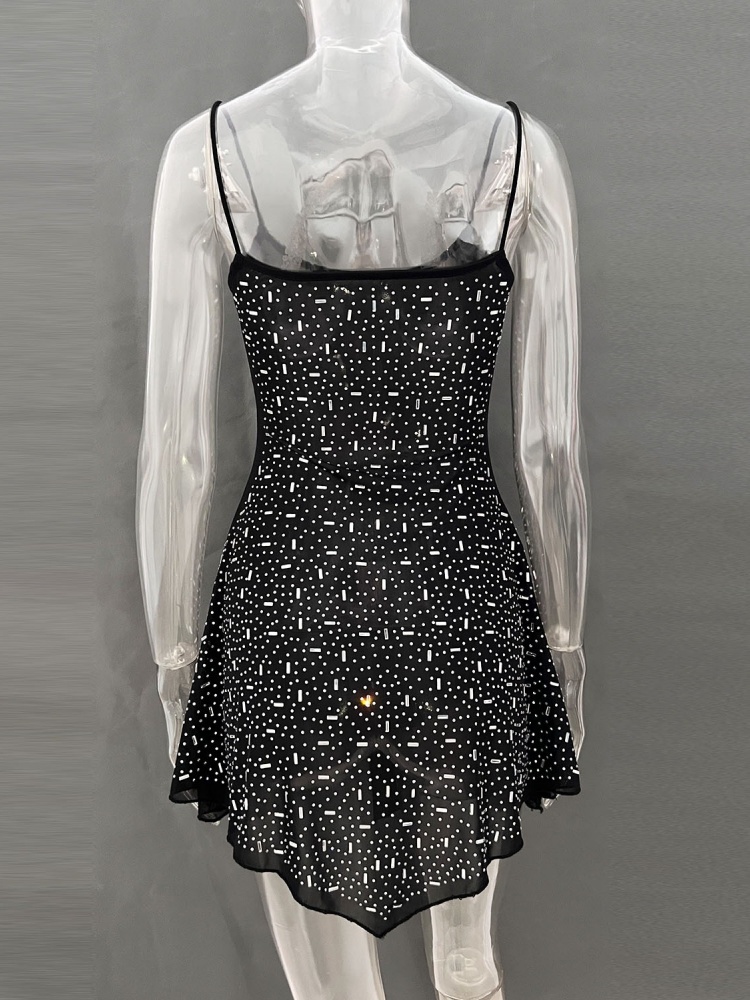 BOOFEENAA See Through Mesh Diamond Backless Mini Dresses for Women Sexy Party Dress Birthday Night Club Outfits C88-FZ25