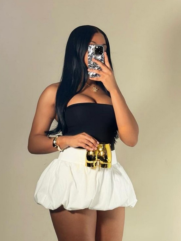 BOOFEENAA Summer Bubble Skirts Women 2025 Fashion Bottoms White Black High Waist Puffy Mini Skirt Cute Sexy C96-BD21