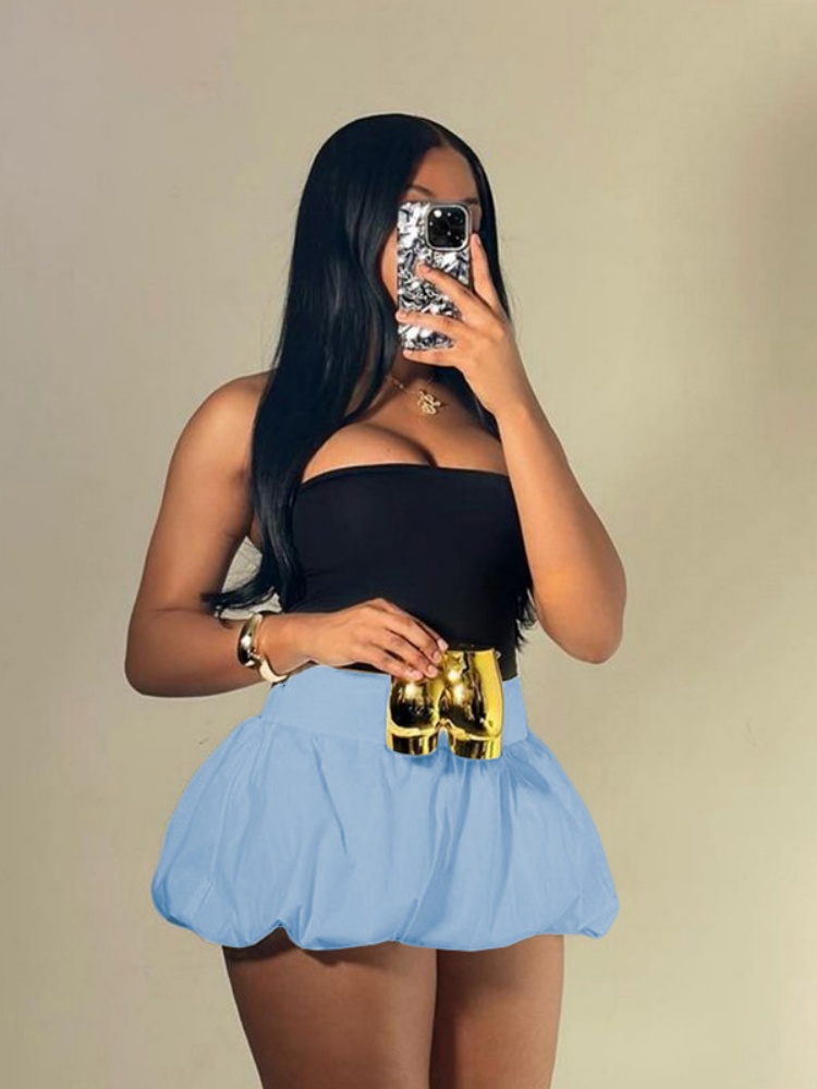 BOOFEENAA Summer Bubble Skirts Women 2025 Fashion Bottoms White Black High Waist Puffy Mini Skirt Cute Sexy C96-BD21