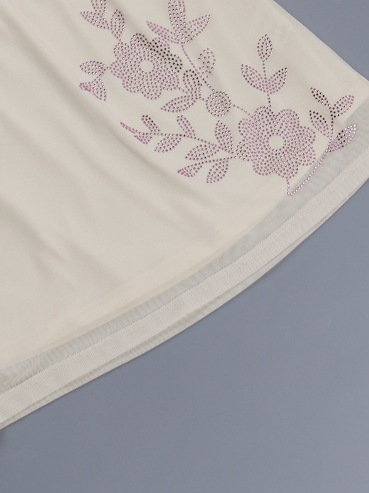 BOOFEENAA Matching 2 Piece Sets Womens Rhinestone Mesh Mini Skirt and Top Sexy Trendy Outfits Women Summer Clothes 2025 C66-CH14