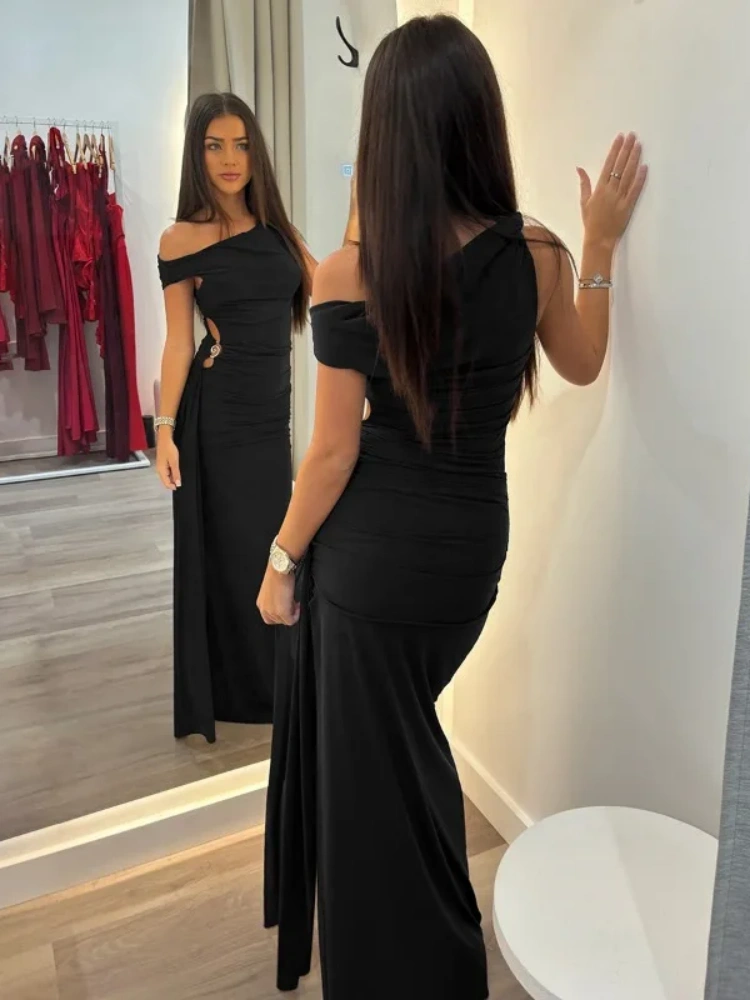 BOOFEENAA Twisted One Shoulder High Split Long Dresses for Woman Elegant Nice Dresses for Dinner Party Summer 2025 C70-DC39