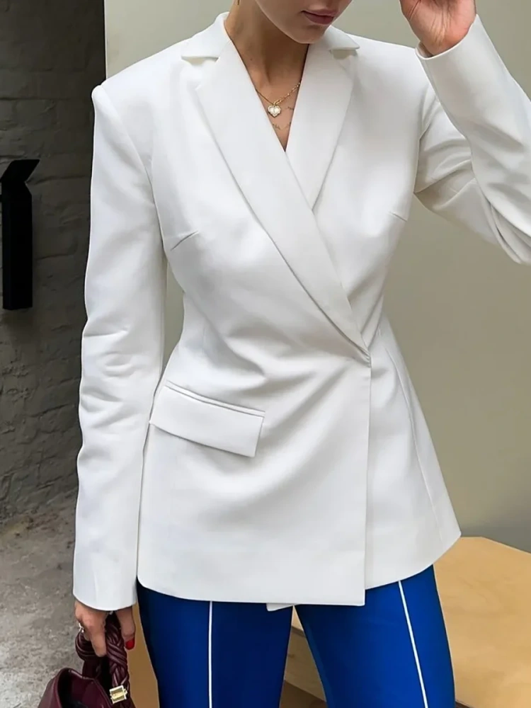 BOOFEENAA Hollow Out Backless Blazers Fall Clothes 2025 Women Fashion Sexy Long Sleeve Top White Black Jacket C70-GI48