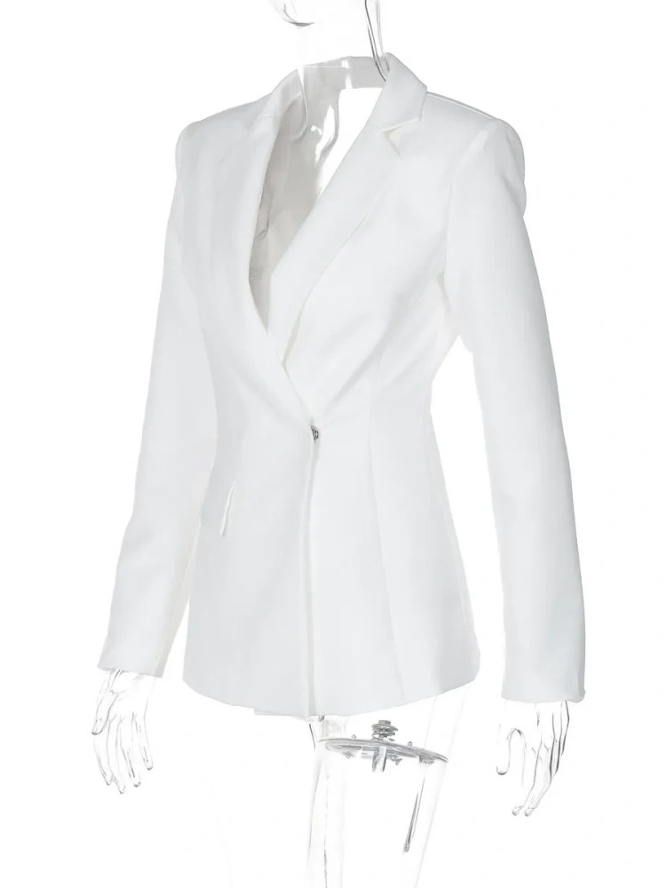 BOOFEENAA Hollow Out Backless Blazers Fall Clothes 2025 Women Fashion Sexy Long Sleeve Top White Black Jacket C70-GI48