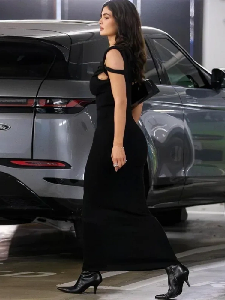 BOOFEENAA Asymmetrical Twist One Shoulder Maxi Long Dress Kylie Jenner Outfits Elegant Sexy Summer Party Dresses 2025 C85-CZ38