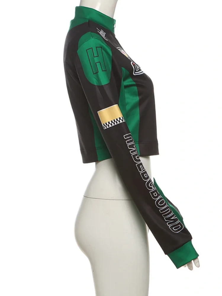 BOOFEENAA Retro Printed Baseball Jackets Long Sleeve Varsity Jacket for Womens Coats Winter Clothing 2024 D87-CF26