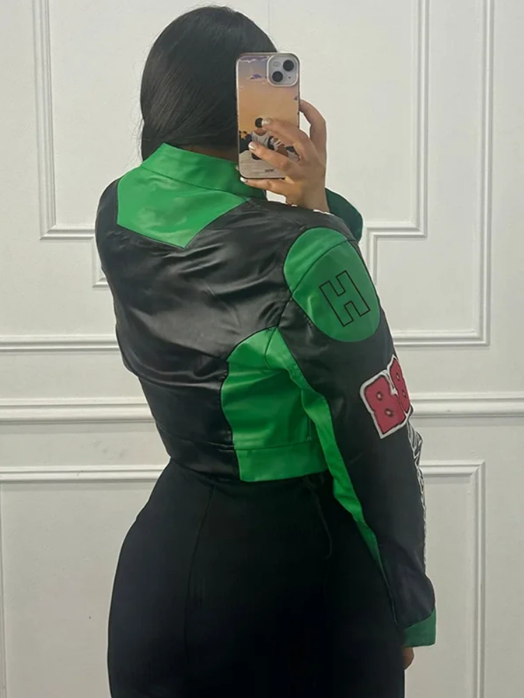 BOOFEENAA Retro Printed Baseball Jackets Long Sleeve Varsity Jacket for Womens Coats Winter Clothing 2024 D87-CF26