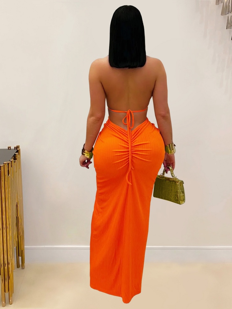 BOOFEENAA Twisted Hollow Out Backless High Split Maxi Dress Sexy Summer Woman Party Dresses 2025 D42-FB50