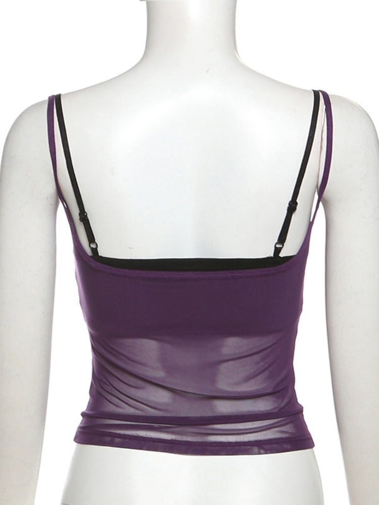 BOOFEENAA Sexy Summer Top for Women Tanks & Camis Black Lace Bralette and See Through Mesh Crop Tops Club Wear P94-BF10