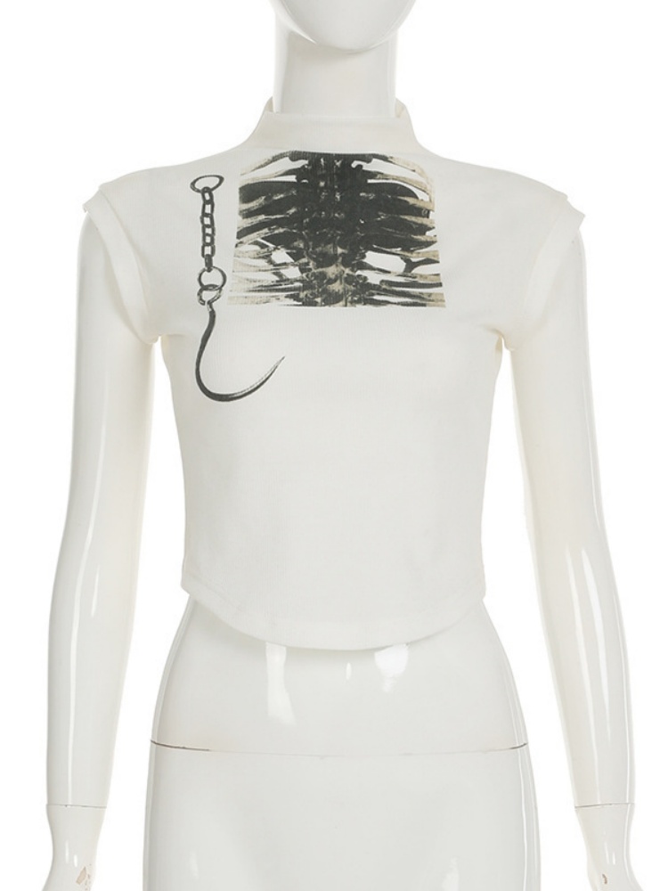 BOOFEENAA Emo Y2k Crop Tops Street Wear Women Graphic T Shirts Grunge Style Clothes Summer 2025 P84-BZ10