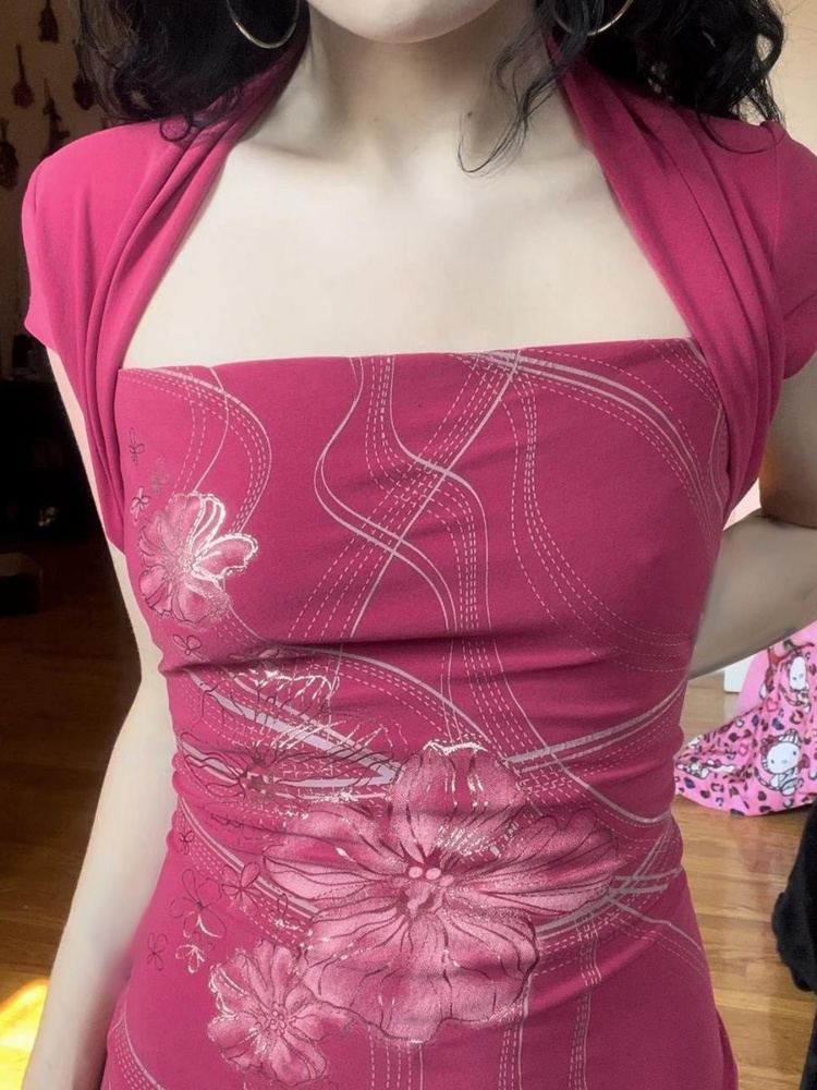 BOOFEENAA Fake Two-piece Short Sleeve Summer Tops Flower Print Graphic T Shirts Shoujo Girl Aesthetic 2000s Y2k Clothes P67-BE16