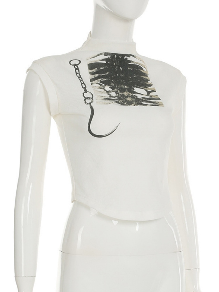 BOOFEENAA Emo Y2k Crop Tops Street Wear Women Graphic T Shirts Grunge Style Clothes Summer 2025 P84-BZ10