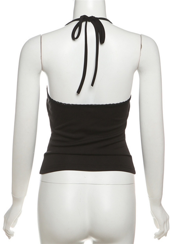 BOOFEENAA Camisole Tops Dark Coquette Low Cut Crop Top Y2k Streetwear Summer Alternative Clothes for Women P94-BE15