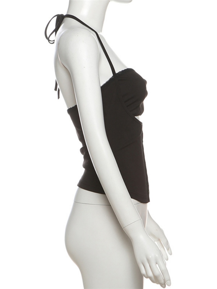 BOOFEENAA Camisole Tops Dark Coquette Low Cut Crop Top Y2k Streetwear Summer Alternative Clothes for Women P94-BE15