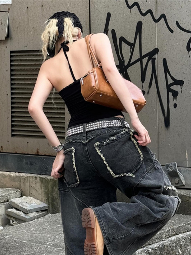 BOOFEENAA Camisole Tops Dark Coquette Low Cut Crop Top Y2k Streetwear Summer Alternative Clothes for Women P94-BE15