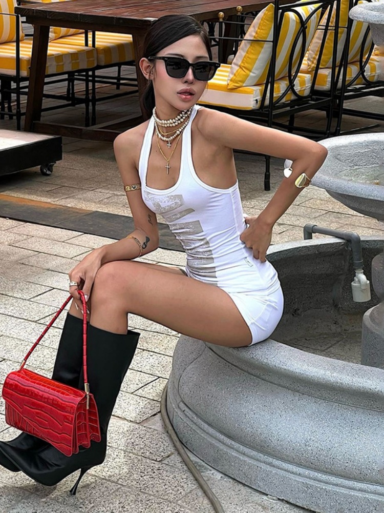 BOOFEENAA Letter Print White Tank Top Trending Y2k Clothes Woman Summer Wear 2025 P94-AI12