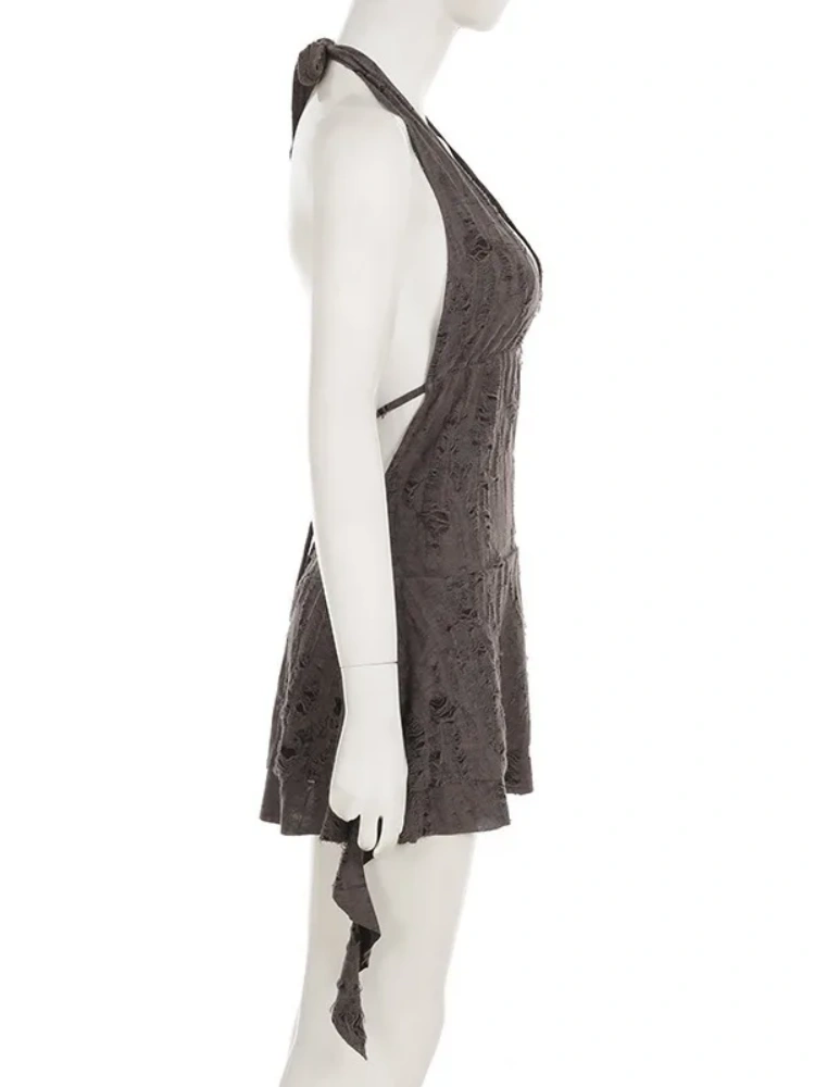 BOOFEENAA Trashy Y2k Summer Dresses Sexy Woman Clothes Deep V Neck Backless Mini Dress Music Festival Outfits P67-DZ28