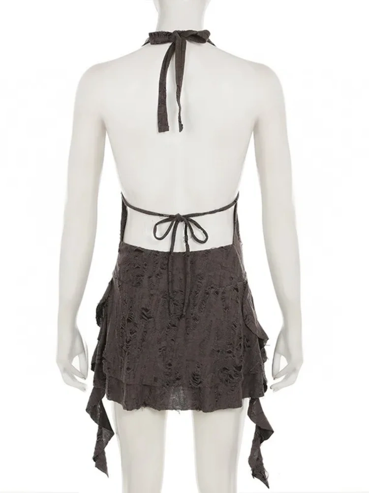 BOOFEENAA Trashy Y2k Summer Dresses Sexy Woman Clothes Deep V Neck Backless Mini Dress Music Festival Outfits P67-DZ28