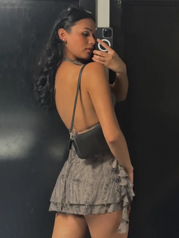 BOOFEENAA Trashy Y2k Summer Dresses Sexy Woman Clothes Deep V Neck Backless Mini Dress Music Festival Outfits P67-DZ28