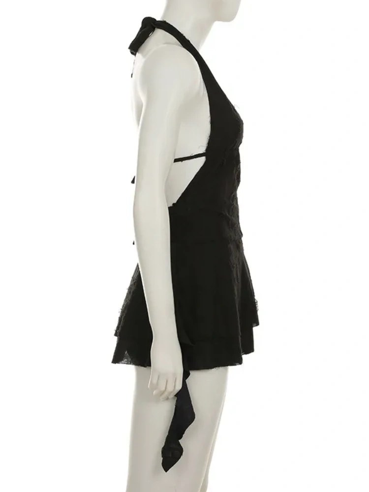 BOOFEENAA Trashy Y2k Summer Dresses Sexy Woman Clothes Deep V Neck Backless Mini Dress Music Festival Outfits P67-DZ28