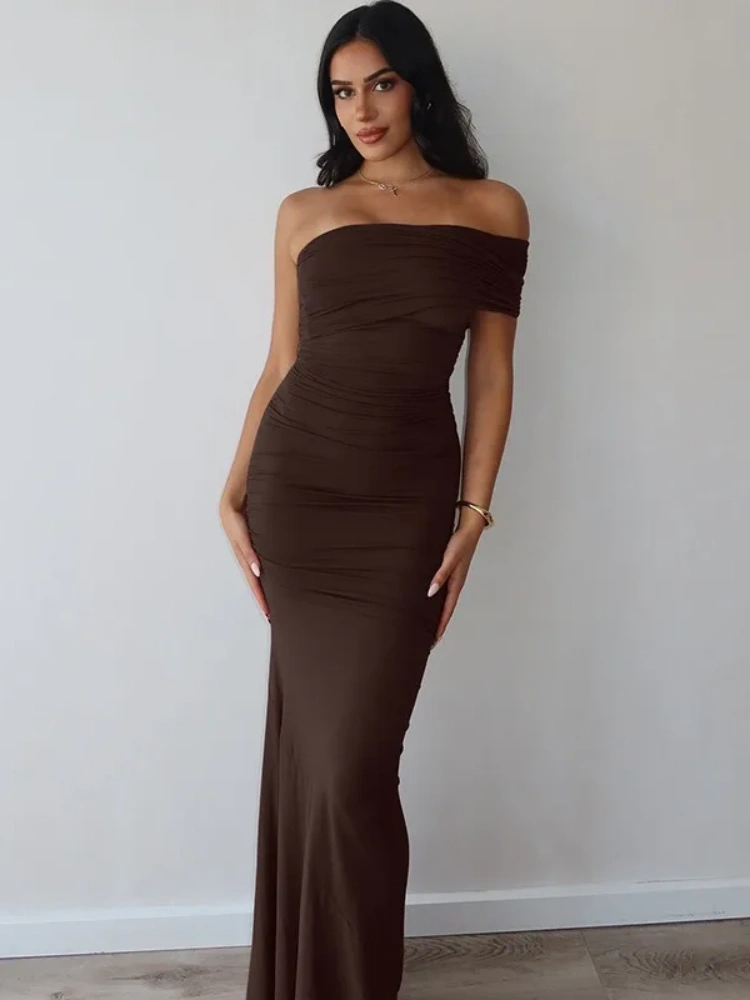 BOOFEENAA Off Shoulder Backless Split Long Dresses Summer 2025 Elegant Sexy Evening Dresses Woman Outfits C70-CG42