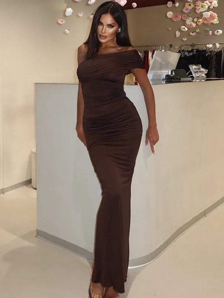 BOOFEENAA Off Shoulder Backless Split Long Dresses Summer 2025 Elegant Sexy Evening Dresses Woman Outfits C70-CG42