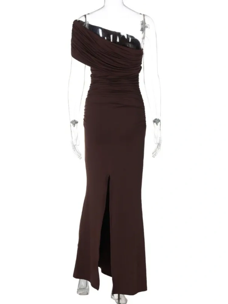 BOOFEENAA Off Shoulder Backless Split Long Dresses Summer 2025 Elegant Sexy Evening Dresses Woman Outfits C70-CG42