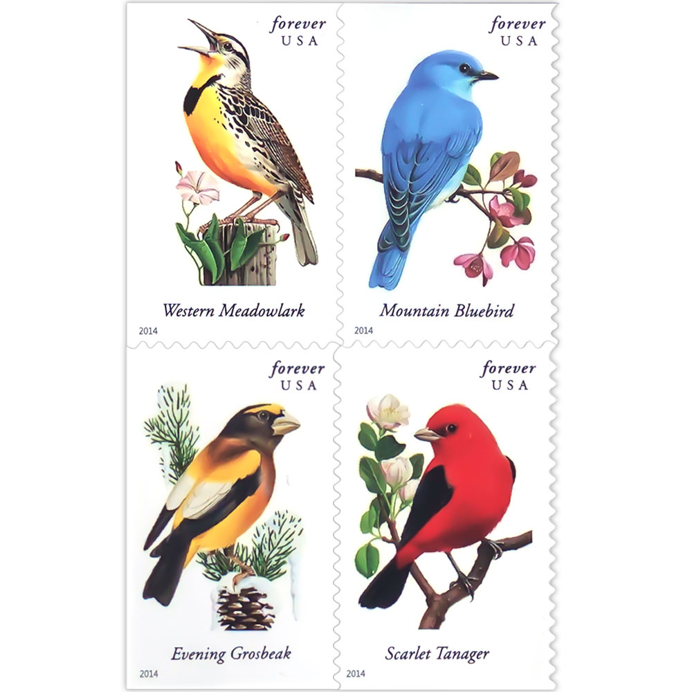 Songbirds Sheets Self-stick Adhesive Stamps US Postal Service Forever ...